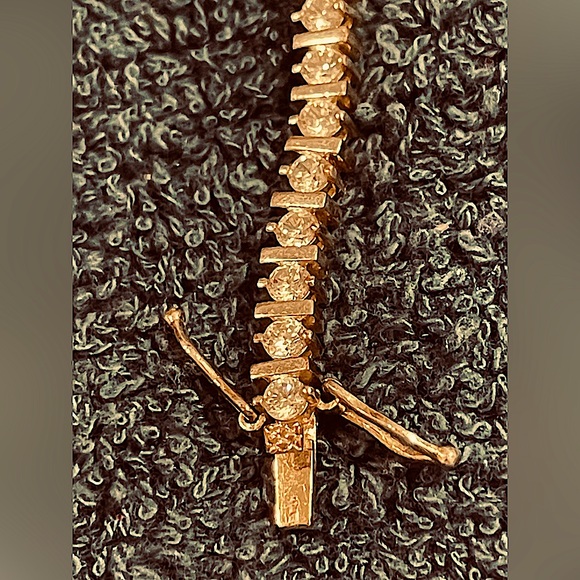 Crystal bracelet tennis reversible Silvertone inscribed 7 1/2" - Picture 5 of 8